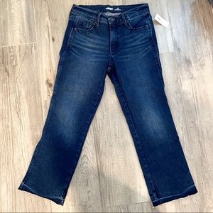 Cropped flared dark wash jeans